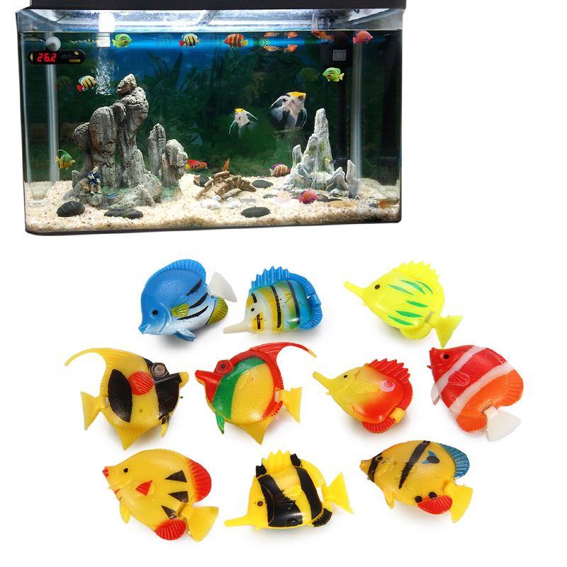 PetzLifeworld Aquarium Plastic Floating Fish Fake Fishes for Aquarium Toys  Pack Of 10