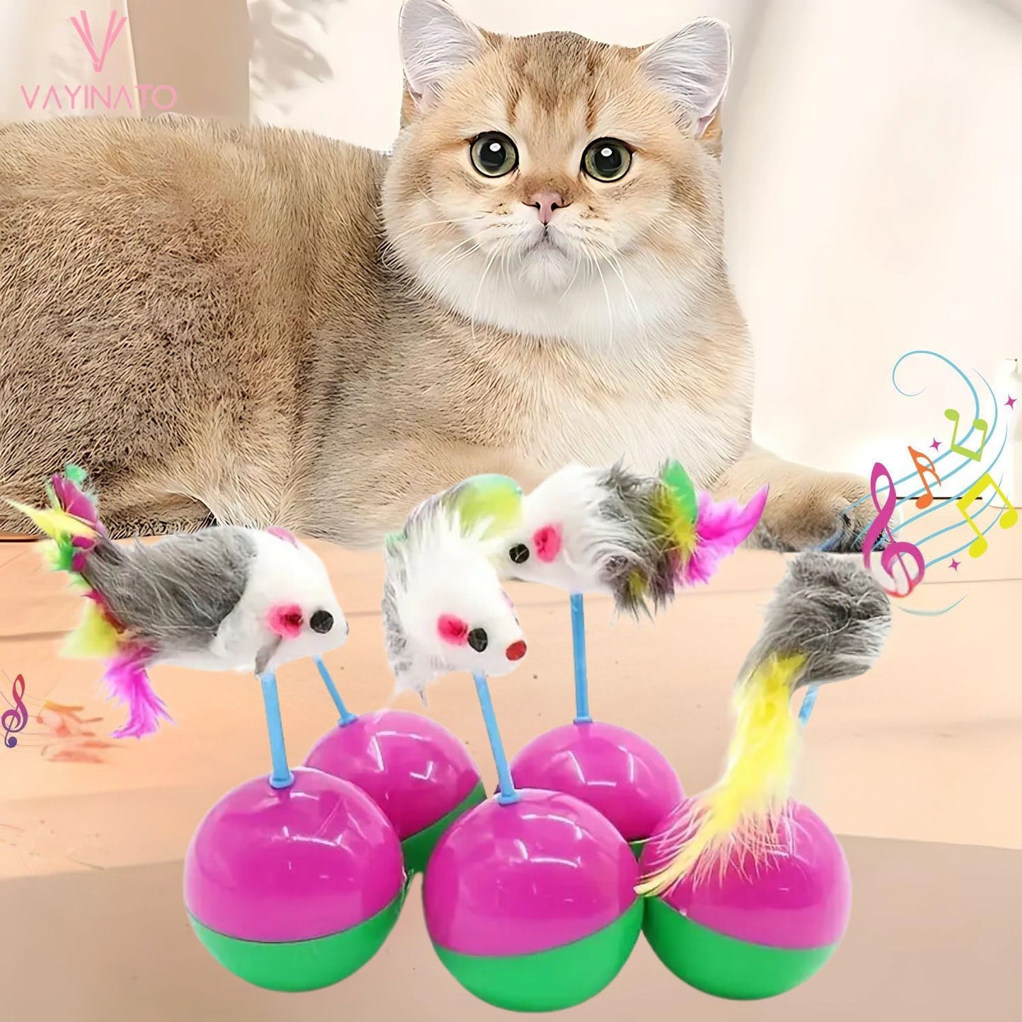 Petzlifeworld 2 Pcs Mouse-Shaped Wobbly Tumbler Ball for Cats to Play & Relieve Boredom