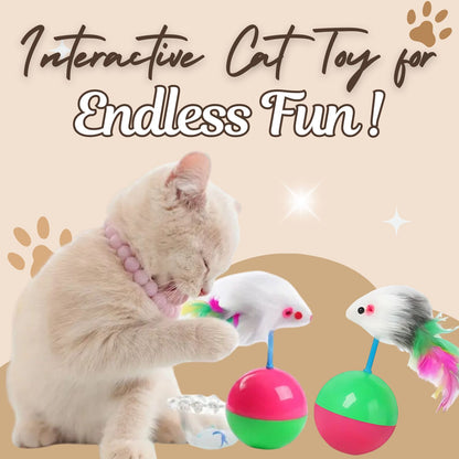 Petzlifeworld 2 Pcs Mouse-Shaped Wobbly Tumbler Ball for Cats to Play & Relieve Boredom