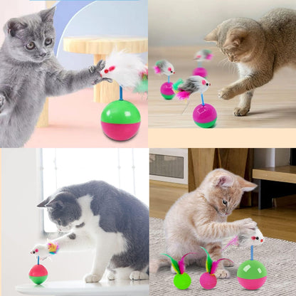 Petzlifeworld 2 Pcs Mouse-Shaped Wobbly Tumbler Ball for Cats to Play & Relieve Boredom