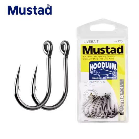 Mustad Hoodlum Live Bait Fishing Hook | 4 X Strong | Black Nickel