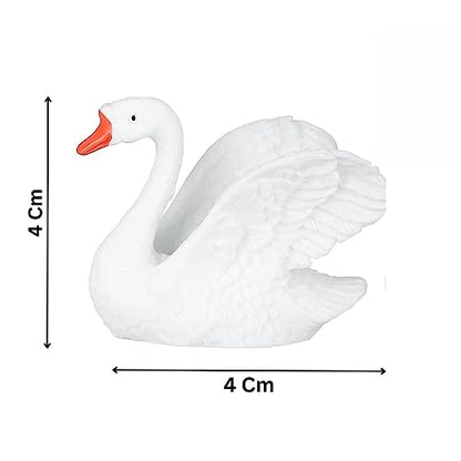 PetzLifeworld Mini Swan (4 * 4 * 3 Cm) Landscape Miniature Toys for Decoration, Fairy Garden Decorations Ornament Resin Craft White (Pack of 5)