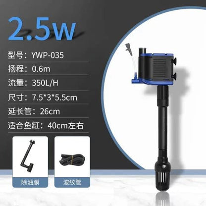 YEE YWP-035 Aquarium 3 in 1 Submersible Pump Fish Tank Filtration Power Head | Power : 2.5W | Flow Max : 380L/H