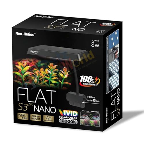 Neohelios Flat Nano S3 Pro (8Watts) High Brightness Vivid Solar Colour 10000K | Clip On Back Planted Aquarium Fish Tank Light by Petzlifeworld