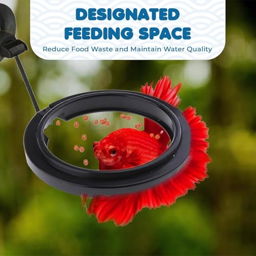 Aquarium Buoyancy Black Fish Food Feeder with Strong Suction Cup (Round)