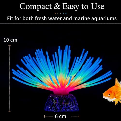 Petzlifeworld Soft Silicone Glowing Anemone, Fluorescence Aquatic Artificial Coral for Fish Tank Decoration | Enchanting Fish Tank Decor (Ramdom Colors)(SH038)