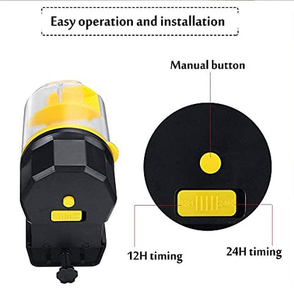 PetzLifeworld Aquarium Fish Tank Automatic Yellow Food Feeder with 2 Dispenser 50G/100G