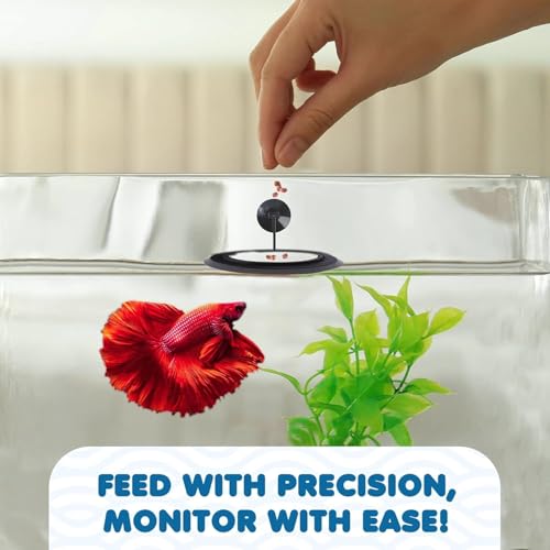 Aquarium Buoyancy Black Fish Food Feeder with Strong Suction Cup (Round)