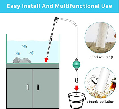 Nepall Fish Tank Cleaner & Aquarium Water Changer Siphon With A Thinner Water Tubing. Perfect For Cleaning Small Fish Tanks,Gravel Vacuum For Aquarium (Green)