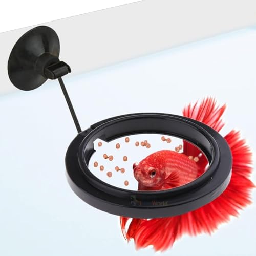 Aquarium Buoyancy Black Fish Food Feeder with Strong Suction Cup (Round)