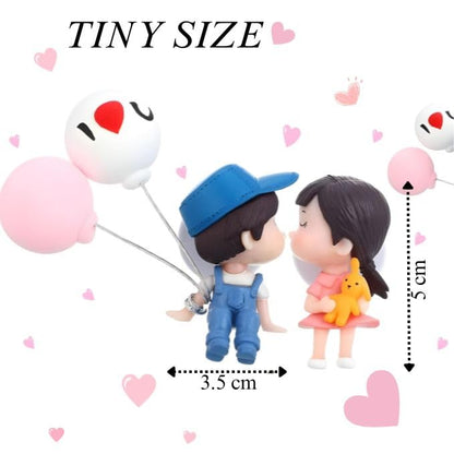 Petzlifeworld Resin Cartoon Couple Toy with Ballon, Car Interior Couple Figure Cute Couple Mini Figure Statue