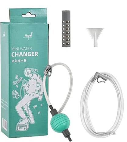 Nepall Fish Tank Cleaner & Aquarium Water Changer Siphon With A Thinner Water Tubing. Perfect For Cleaning Small Fish Tanks,Gravel Vacuum For Aquarium (Green)