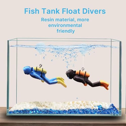 Petzlifeworld 2 Pcs Floating Mini Cute Human Diver Aquarium Fish Tank Simulation Decoration Ornaments | Made With Eco Friendly Resin | No Harm To Fish