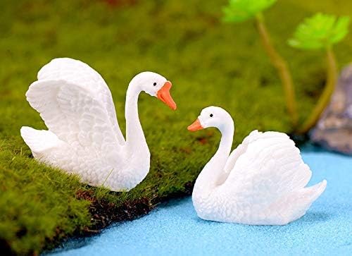 PetzLifeworld Mini Swan (4 * 4 * 3 Cm) Landscape Miniature Toys for Decoration, Fairy Garden Decorations Ornament Resin Craft White (Pack of 5)