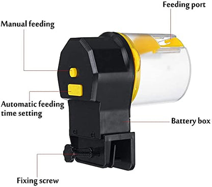 PetzLifeworld Aquarium Fish Tank Automatic Yellow Food Feeder with 2 Dispenser 50G/100G