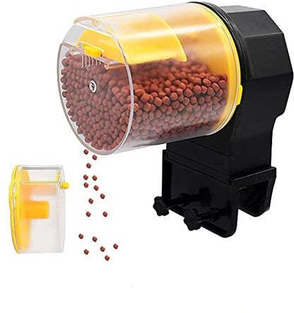 PetzLifeworld Aquarium Fish Tank Automatic Yellow Food Feeder with 2 Dispenser 50G/100G