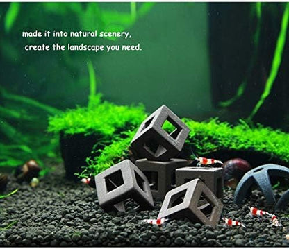 PetzLifeWorld 3 Pcs Mini Cube Hide Out Clay Decoration for Aquarium Fish Tank Shrimp | Shrimp Shelter | Natural Clay Material | No Harm to Fish and Shrimp | 2 * 2 * 2 CM