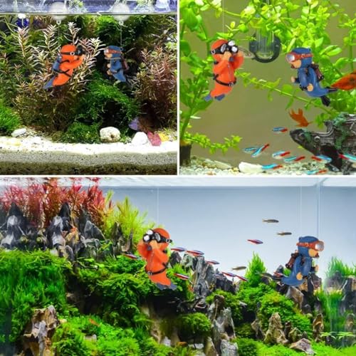 Petzlifeworld 2 Pcs Floating Mini Cute Photo Diver Aquarium Fish Tank Simulation Decoration Ornaments | Made with Eco Friendly Resin | No Harm to Fish