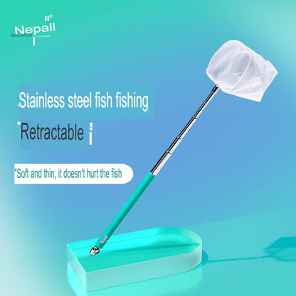 Nepall Extendable RustProof Stainless Steel Aquarium Small Fish and Shrimp Catching Fish Net | Length (17 CM to 53 Cm)