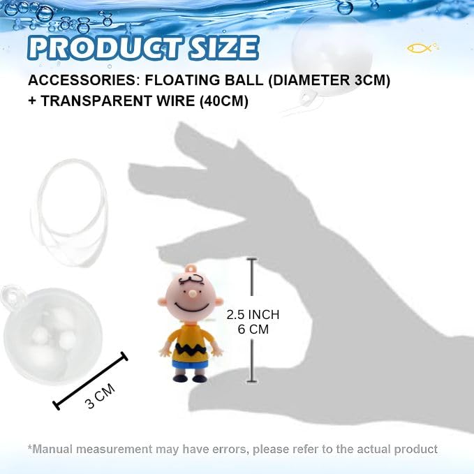 Petzlifeworld 1 Pcs Floating Charlie Brown Toy Fish Tank Attractive Cute Miniature Decoration