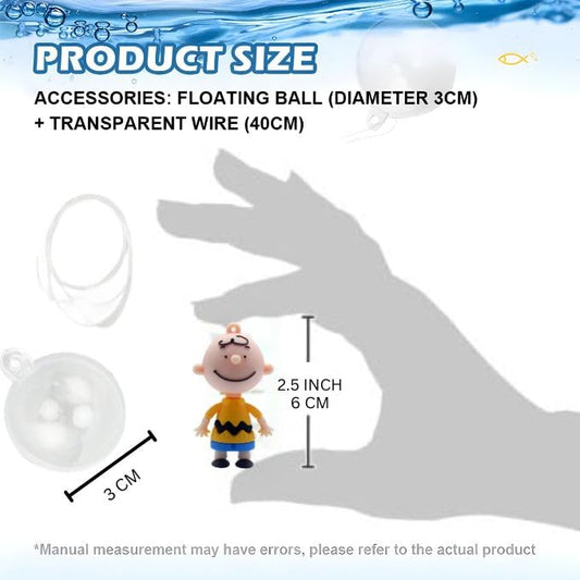 Petzlifeworld 1 Pcs Floating Charlie Brown Toy Fish Tank Attractive Cute Miniature Decoration