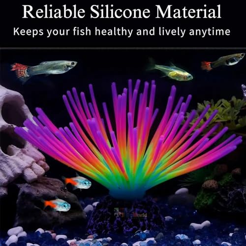 Petzlifeworld Soft Silicone Glowing Anemone, Fluorescence Aquatic Artificial Coral for Fish Tank Decoration | Enchanting Fish Tank Decor (Ramdom Colors)(SH038)