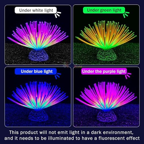 Petzlifeworld Soft Silicone Glowing Anemone, Fluorescence Aquatic Artificial Coral for Fish Tank Decoration | Enchanting Fish Tank Decor (Ramdom Colors)(SH038)