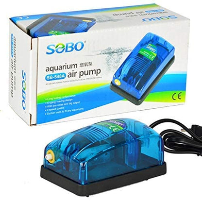 SOBO Energy Saving Design (Single Outlet) Air Pump for Aquarium Fish Tank with Free 2 Meter Air Tube, 1 Air Stone & 1 Check Valve | Power : 3W | Output : 3.5L/H | Pressure ; 0.02Mpa (SB-548A)