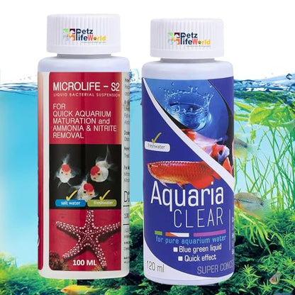 Aquatic Remedies (Pack of 2) Aquarium Water Conditioner Combo (Aquaria Clear-120ml & Microlife-100ml) for Pure Aquarium Water