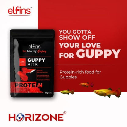 Horizone Elfins Colour Enhancing Special Guppy Bits Fish Food, 20G