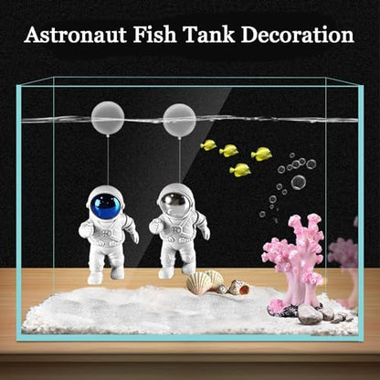 Petzlifeworld 2 Pcs Floating Mini Cute Astronaut Aquarium Fish Tank Simulation Decoration Ornaments | Made with Eco Friendly Resin | No Harm to Fish