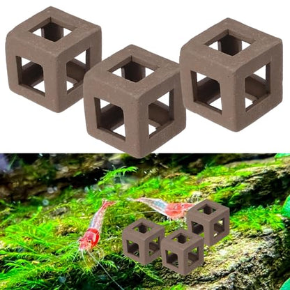 PetzLifeWorld 3 Pcs Mini Cube Hide Out Clay Decoration for Aquarium Fish Tank Shrimp | Shrimp Shelter | Natural Clay Material | No Harm to Fish and Shrimp | 2 * 2 * 2 CM