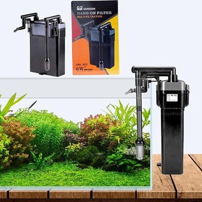 Sunsun HBL-802 Hang on Back Cannister Filter for Aquarium Fish Tank  | Power: 6W | Flow:500L/H | Suitable for 40-60 cm Tank)