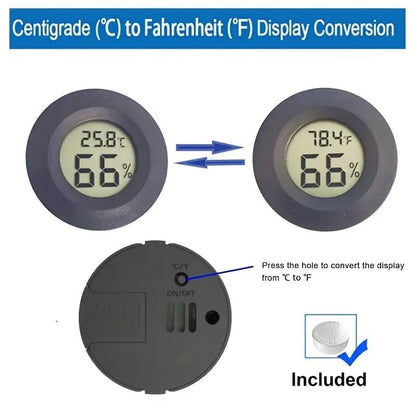 Petzlifeworld  (Pack Of 2) 2 In 1 Black Mini Digital LCD Indoor & Outdoor Hygrometer and Thermometer