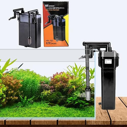 Sunsun HBL-801 Hang on Back Cannister Filter for Aquarium Fish Tank  | Power: 6W | Flow :500L/H | Suitable for 20-40 cm Tank)