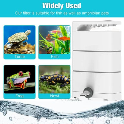 SunSun Xioli Premium White 10 Watts, 800 L/Hr, Low Level Bottom Suction Water Fall Type Internal Turtle Filter for Aquarium Fish Tank and Turtles, Reptiles