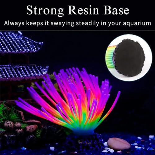 Petzlifeworld Soft Silicone Glowing Anemone, Fluorescence Aquatic Artificial Coral for Fish Tank Decoration | Enchanting Fish Tank Decor (Ramdom Colors)(SH038)