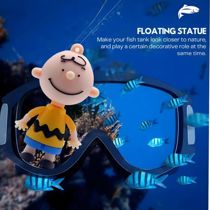 Petzlifeworld 1 Pcs Floating Charlie Brown Toy Fish Tank Attractive Cute Miniature Decoration