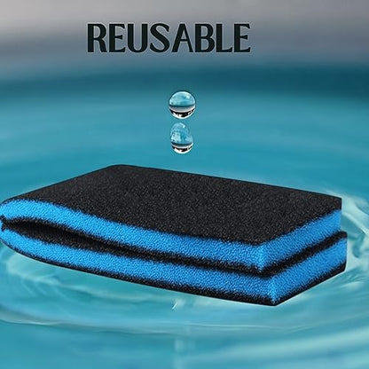 YEE 3 in 1 Activated Carbon Infused Blue Bio Chemical Sponge Filter Pad Media (50Cm*11Cm*2Cm) for Aquarium Top Filter | Easy Cut to Fit | Crystal Clear Water | Reusable Sponge