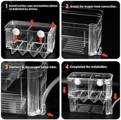 Petzlifeworld Double Deck Isolation Breeding Box for Aquarium Fish Breeding Acrylic Aquarium Hatchery Incubator with Divider for Seperating Small Fish | Can Connected to Air Pump(YSL 503)