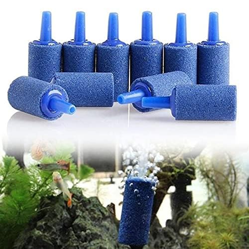 Petzlifeworld (Pack of 10) 1 Inch Cylinder Shaped Fish Tank Aquarium Oxygen Aerator Air Stone | Blue Colour