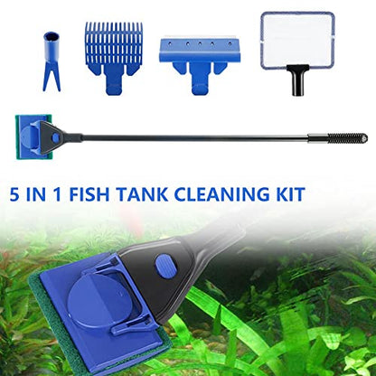 petzlifeworld 5 in 1 Aquarium Cleaning and Maintenance Kit with Fish Net/Algae Scrapper