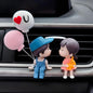 Petzlifeworld Resin Cartoon Couple Toy with Ballon, Car Interior Couple Figure Cute Couple Mini Figure Statue