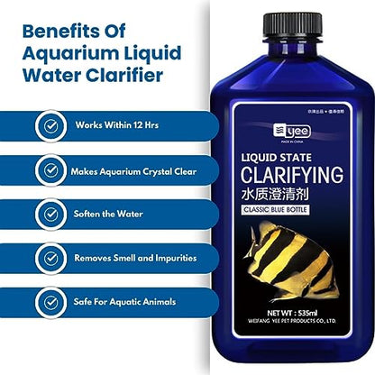 YEE Aquarium Fish Tank Water Clarifier | Quick Results | Makes Aquarium Fish Tank Crystal Clean in 12 Hrs