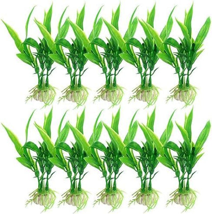 Petzlifeworld 4.5" Inch Green Plastic Aquarium Tank Plants Grass Decoration, 10-Piece