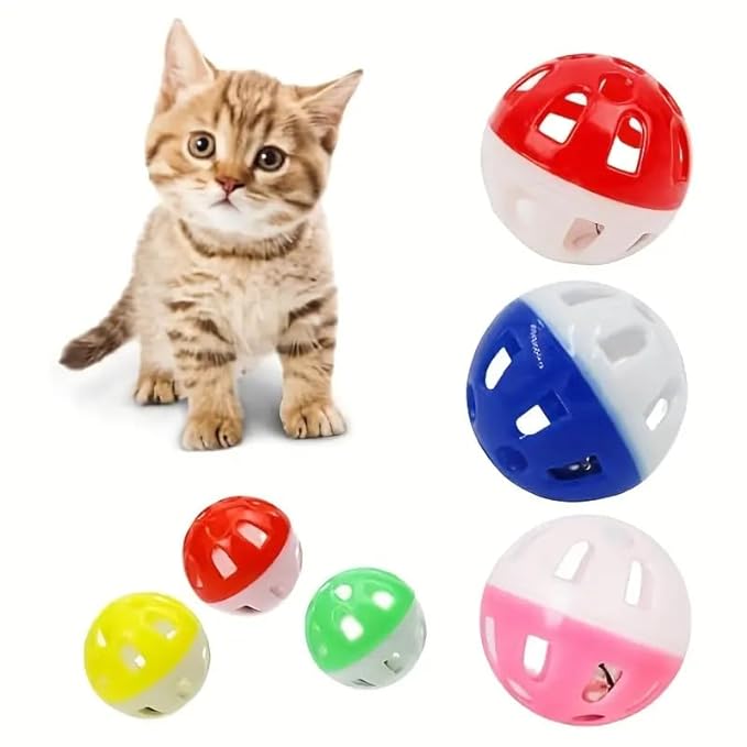 Petzlifeworld Big Lattice Cat Balls with Bell - Wiggly Jingle, Rattle, and Vibrant Colors for Interactive Play (Pack of 3)