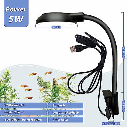 Sobo Ultra Thin Mini Clip Lamp WRGB Light for Nano Tank and Fish Bowl | Y- 3 Watts | USB Connection | 360* Flexible | Splash Proof