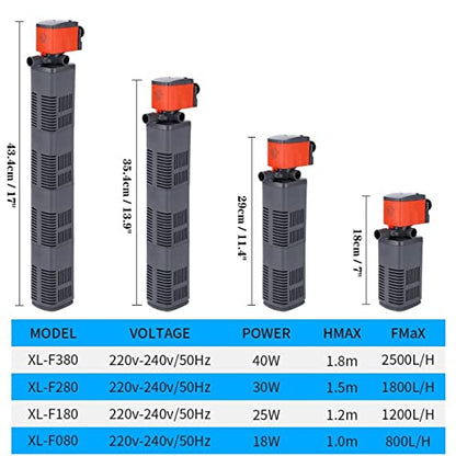 Xilong Double Colour Aquarium Internal Filter (XL-F380 | 40W | 2500L/H)