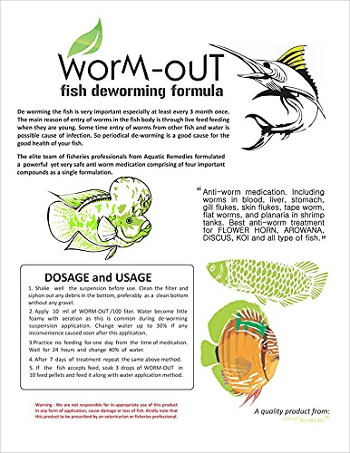 Aquatic Remedies Worm-Out Fish Deworming Formula, 60ML for Flower Horn, Discus, Arowana and All Other Fish