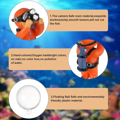 Petzlifeworld 2 Pcs Floating Mini Cute Photo Diver Aquarium Fish Tank Simulation Decoration Ornaments | Made with Eco Friendly Resin | No Harm to Fish